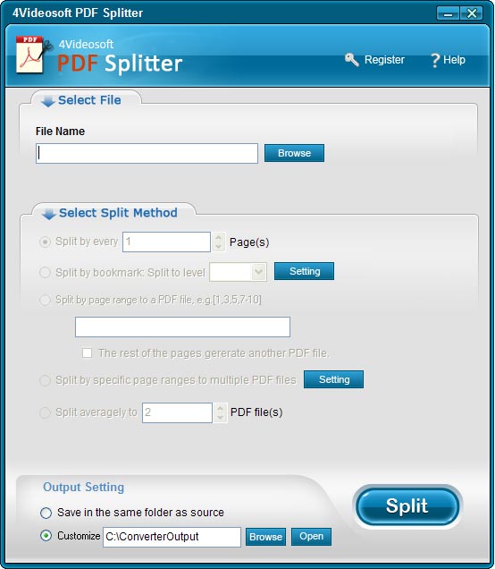 tagliare file pdf splitter